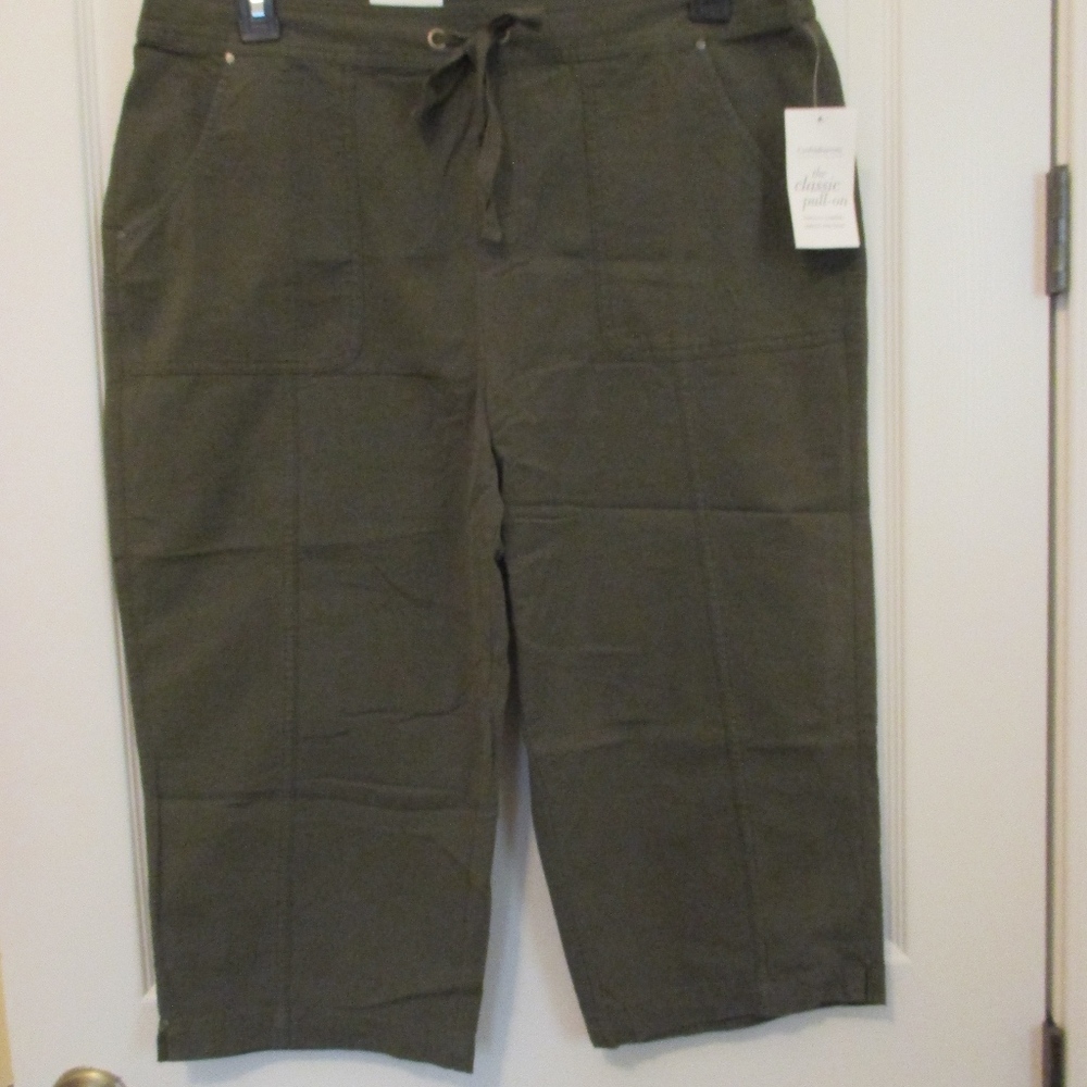 EUC- CROFT & BARROW green pull-on Capri - sz L